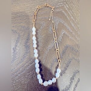 Petite Moments Paperclip and Pearl Gold tone Necklace. NWT. 18 inch